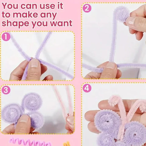 Creative 100-Piece Waterproof Elastic PVC Pipe Chenille Stem Handmade DIY Art Craft Project Pipe Cleaner Fuzzy Sticks Wire Craft