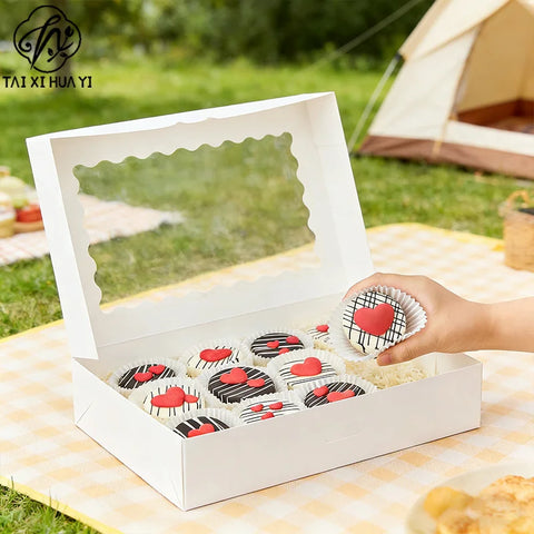Customized Recycled Materials Embossing Cookie Bakery Cake Roll Drawer Cardboard Paper Box Lamination Disposable