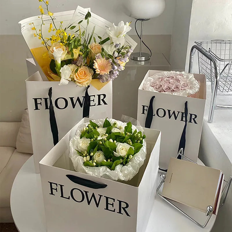Flower Tote Bag Packaging Paper Bag Internet Famous square Hugging Bag Large Gift Bouquet Handbag