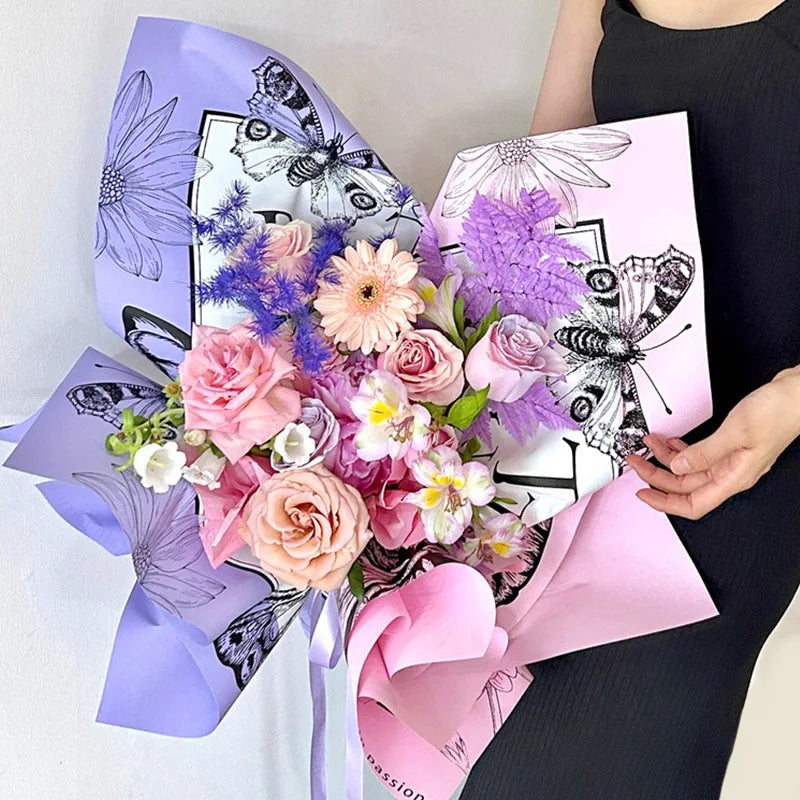 Direct Manufacturer's Coated Butterfly Flower Wrapping Paper for Florists Plastic Floral Wrapping Paper