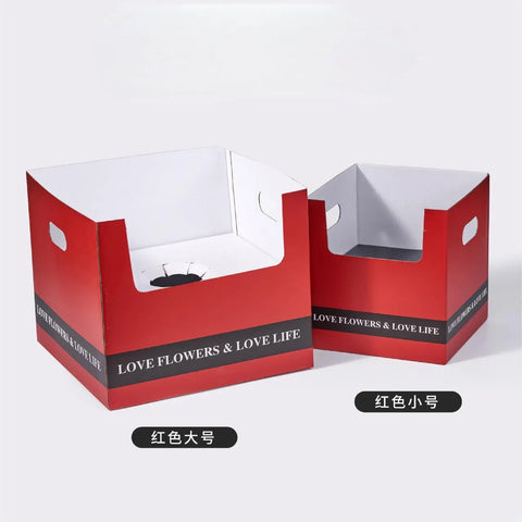 Unique Square Folded Flower Gift Box Bonsai Pot Holder for Flower Shop Paper Wrap Material