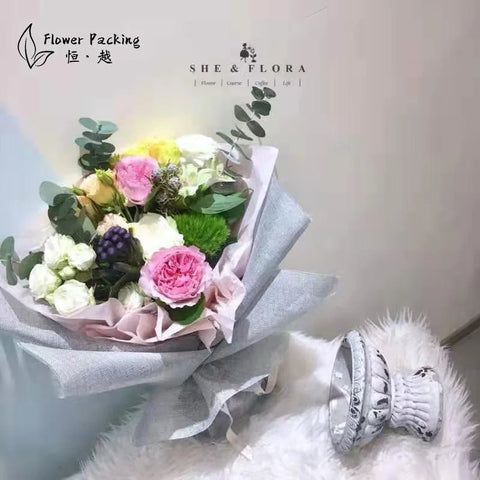 Multi-Color Coated Imitation Hemp Series Packaging Materials Fresh Flower Gift Wrapping Paper Fabric for Flower Shop Packaging