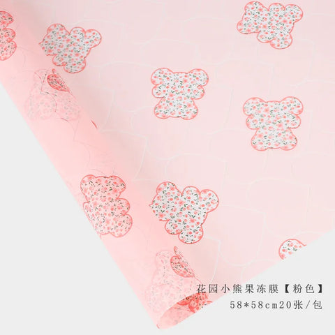 Little Bear Jelly Film Flower Bundle Gift Cartoon Coated Single Side Eco-Friendly Waterproof Flower Wrapping Paper
