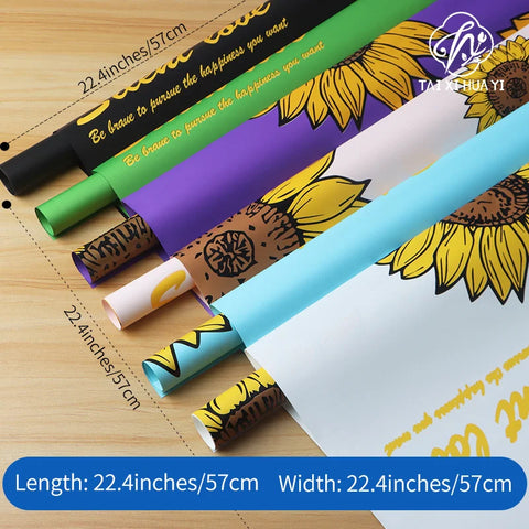 Waterproof Coated Sunflower Art Packaging Paper Flower Wrapping Paper for Flowers for Flowers and Other Items