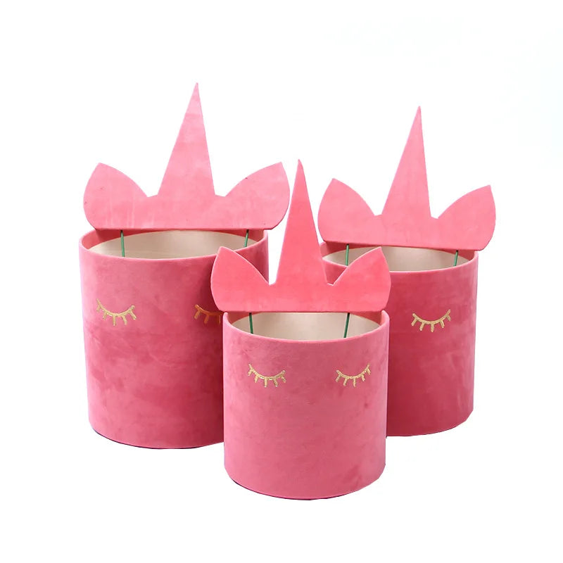 Velvet Hugging Bucket Flower Box Unicorn Split Waterproof Portable Flower Packaging for Household Products