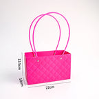 Macaron-Colored Rectangular Tote Single-Sided PE Coating Waterproof Diamond Embossed Flower Craft Paper Packaging Box