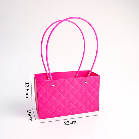 Macaron-Colored Rectangular Tote Single-Sided PE Coating Waterproof Diamond Embossed Flower Craft Paper Packaging Box