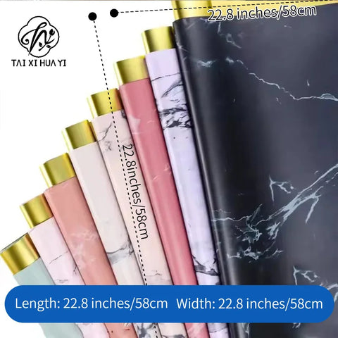 Waterproof Marble Pattern Gilded Paper Flower Bouquet Single Side Coated for Flower Shop Packaging