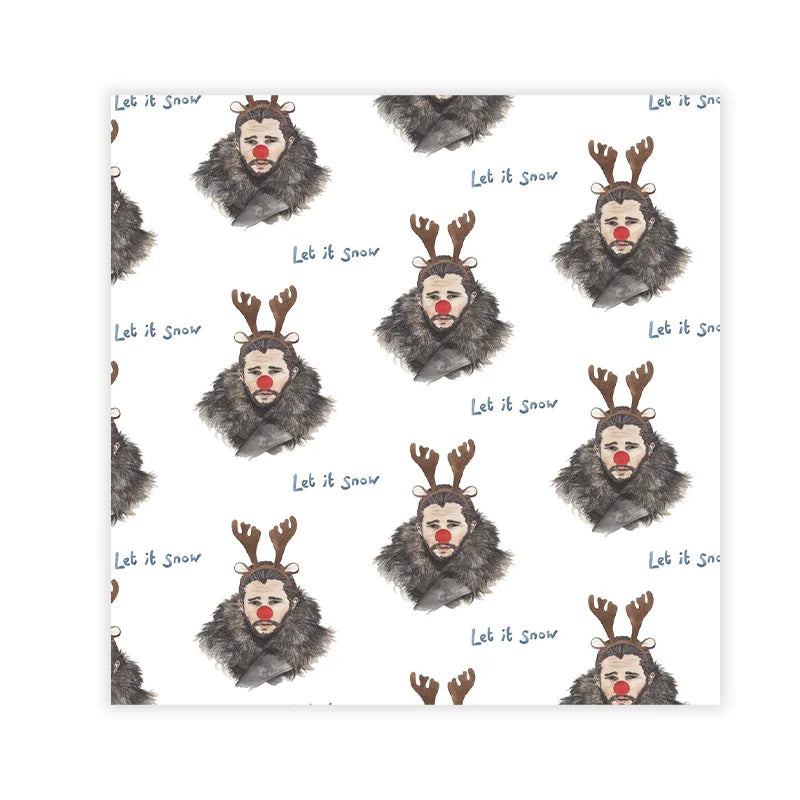 Personalized Custom Printed Eco-Friendly Wrapping Paper Roll Funny Reindeer Man Pattern Christmas Gift Wrap for Holiday Party
