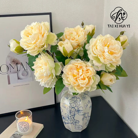 Tongcao Large Dried Peony Flower Home Decoration Preserved Artificial Red Flower Ball Arrangement Centerpieces Bunches