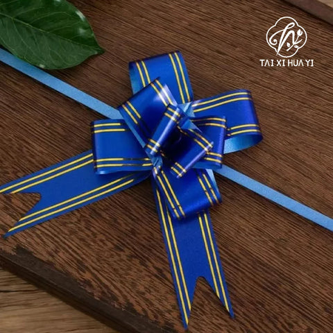 China Manufacture Colored Polypropylene Ribbons Wedding Christmas Gift Ribbon Butterfly Pull Bow Glitter
