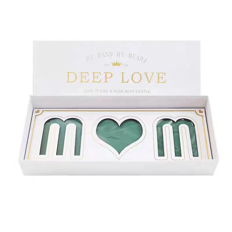 Mother's Day High-end Coated Paper Heart-shaped Gift Box with Sweet Words From Mom Floral Craft Flower Arrangement Rigid Box