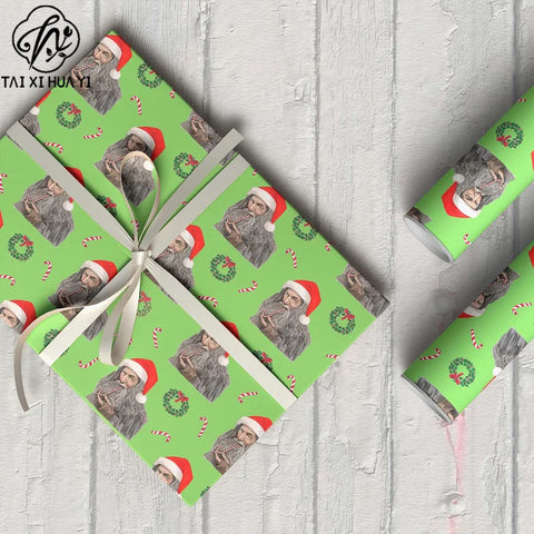 Eco-Friendly Recyclable Christmas for Wrapping Paper 60x60cm Custom Printed Gift Wrap for Holiday Presents