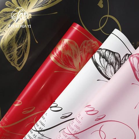 Simple Waterproof Wrapping Paper for Flowers Coated Single Side Flower Bouquet Packaging Material