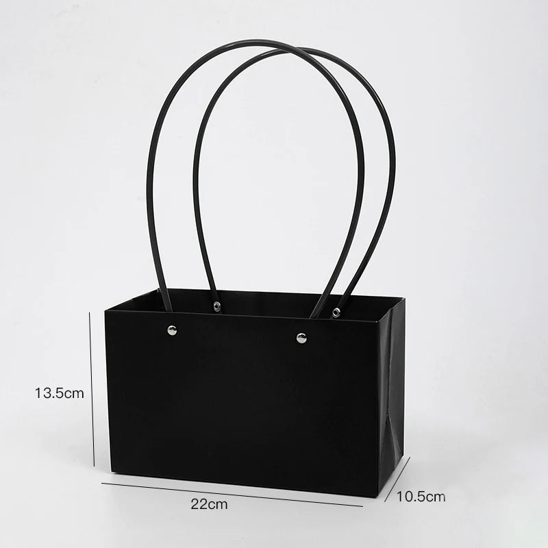 Waterproof Rectangular Flower Box Small Paper Bag with Handle Candy Color Bouquet Packaging Gift Box Tote Box for Flowers Candy