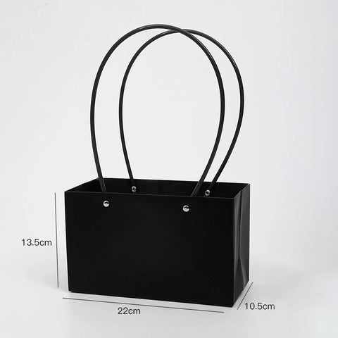 Waterproof Rectangular Flower Box Small Paper Bag with Handle Candy Color Bouquet Packaging Gift Box Tote Box for Flowers Candy