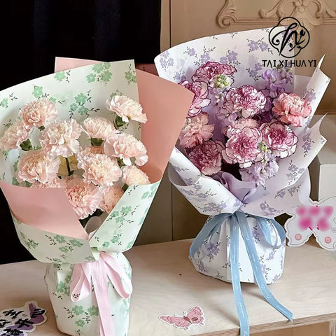 Internet Famous Art Paper Flower Bundle Packaging Single-Sided Coated Fresh Spring Broken Flowers Paper