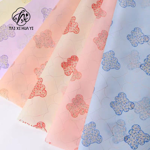 Little Bear Jelly Film Flower Bundle Gift Cartoon Coated Single Side Eco-Friendly Waterproof Flower Wrapping Paper