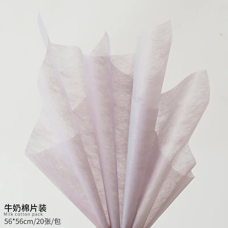 Korean Style Single-Sided Coated Cotton Paper Milk Cotton Flower Packaging with Extracted Design