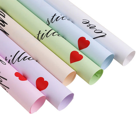 High Quality Heart Coated Single Side Waterproof Paper Eco-friendly Flower Bouquet Floral Gift