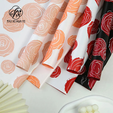 DIY Valentine's Day Gift 58*58cm Art Paper Rose & Carnations Wrapping Paper Virgin Pulp Style Flower Wrapping Paper