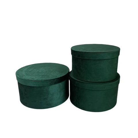Set of 3 Velvet Round Cylinder Rigid Boxes Floral Shop Supplies for Fresh Flowers Bouquet Packaging Holiday Gift