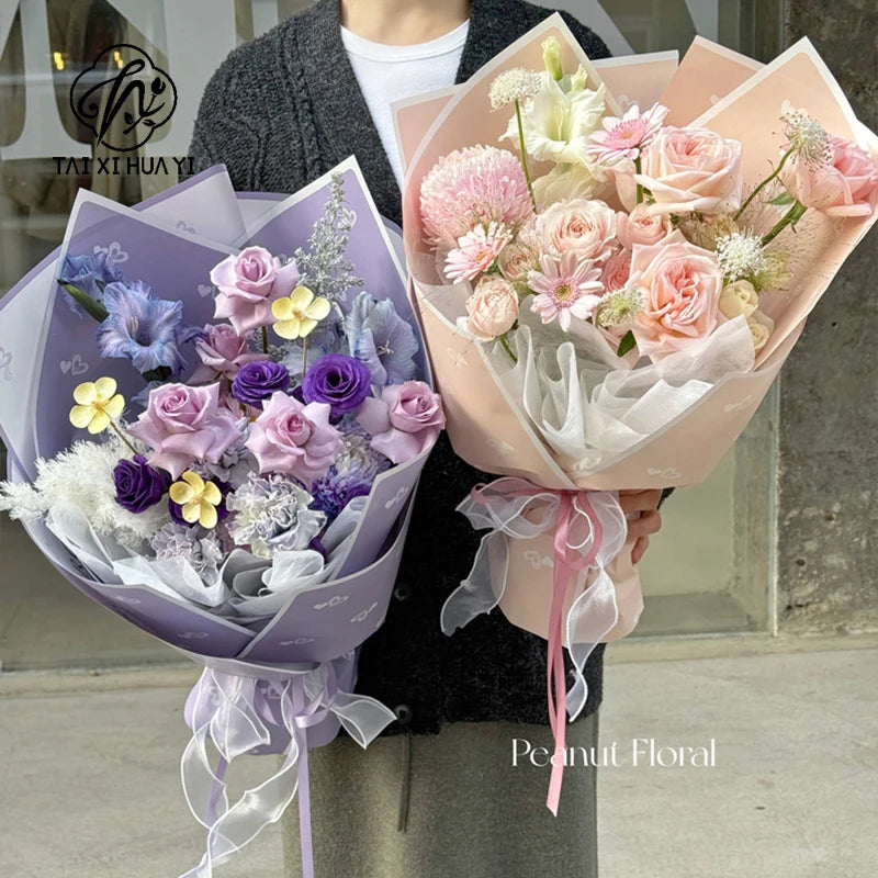 DIY Handmade Gift Packaging Paper Single-sided Waterproof Flower and Love Bouquet Paper for Coated Gifts
