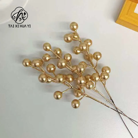 Iron Red Fruit Branches Golden Fortune Christmas Decoration Flower Pot Hanging Accessories Factory Wholesale