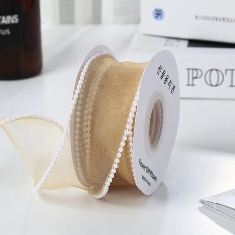 Luxury Dacron Pearl Fish Tail Satin Yarn Ribbon Biodegradable Wave Winding Handmade Bouquet Flower Valentine's Day Wedding