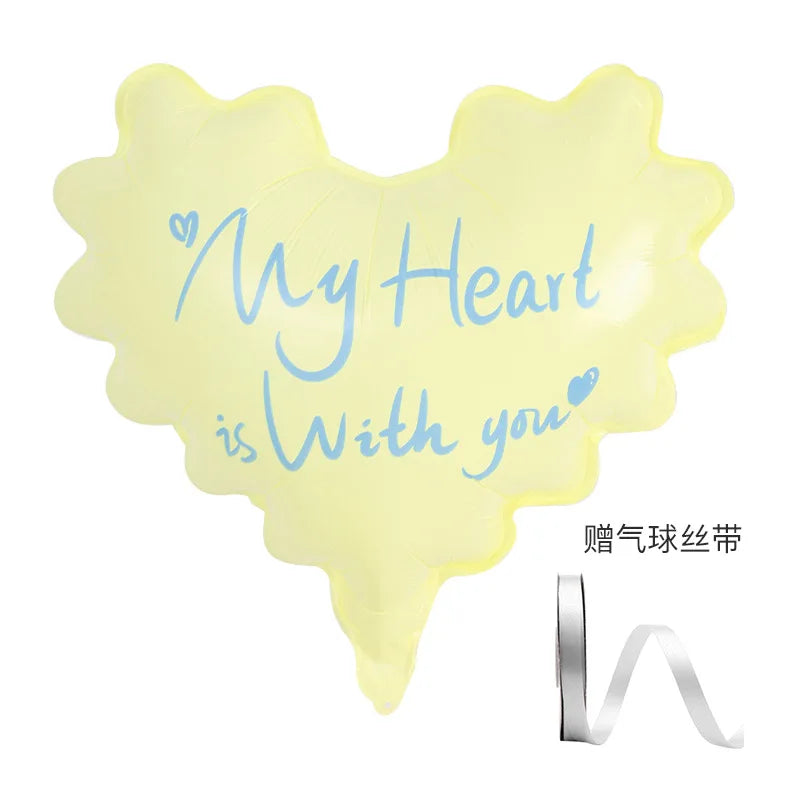 Waterproof Heart-Shaped Balloon for Valentine's Day Wave Floral Resin Paper Packaging Bouquet for Flowers