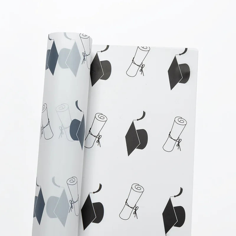 Waterproof Bow Book Roll Flower Wrapping Paper for Graduation Season Coated Material