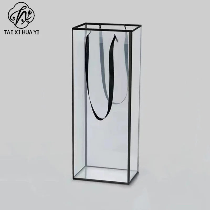 Customized Transparent PP Flower Bag Transparent Flowers Packing Bag Portable Pp Material Tote Bag
