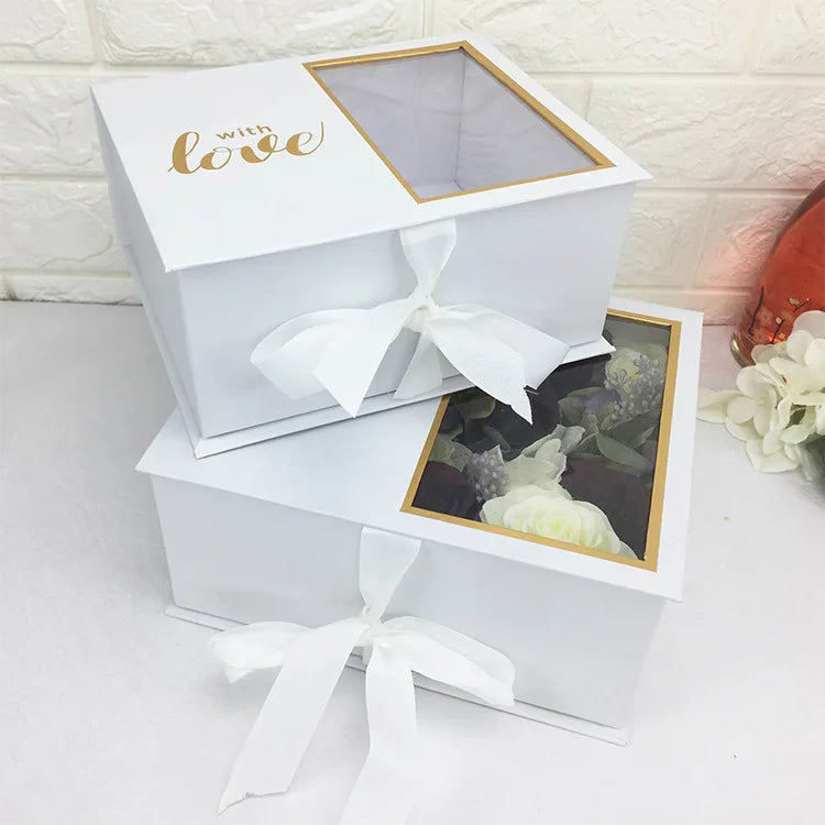 Custom Premium Elegant Luxury Flower Bouquet Box for Valentine's Day Candle Set Mini Perfume Gift Box for Love Gifts
