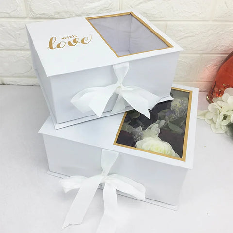 Custom Premium Elegant Luxury Flower Bouquet Box for Valentine's Day Candle Set Mini Perfume Gift Box for Love Gifts
