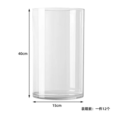 High-Grade Transparent Acrylic Cylindrical Vase Art Deco Design Tabletop for Wedding Flower Arrangements Anti-Fall Plastic