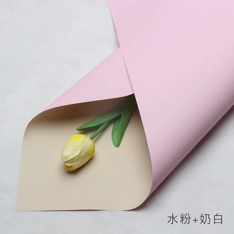 Handmade Ou Ya Two-Color Floral Wrapping Paper Waterproof Flower Packaging with Coating for Bouquets