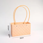 Macaron-Colored Rectangular Tote Single-Sided PE Coating Waterproof Diamond Embossed Flower Craft Paper Packaging Box