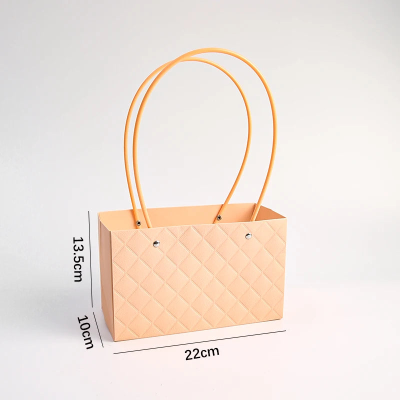 Macaron-Colored Rectangular Tote Single-Sided PE Coating Waterproof Diamond Embossed Flower Craft Paper Packaging Box