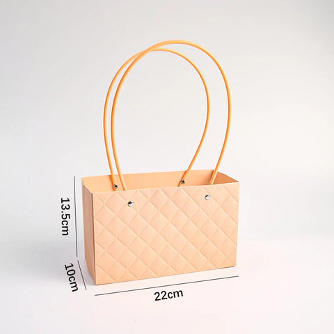 Macaron-Colored Rectangular Tote Single-Sided PE Coating Waterproof Diamond Embossed Flower Craft Paper Packaging Box
