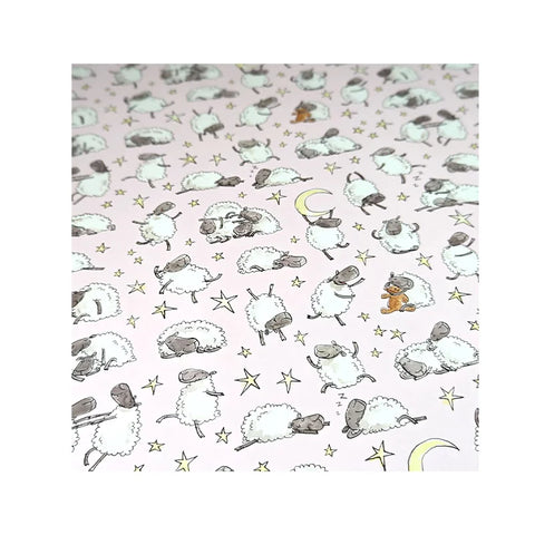 Cute Sheep Night Sky Eco-Friendly Craft Paper Wrapping Custom Printed Cartoon Lamb & Star Moon Gift Wrap for Baby Shower