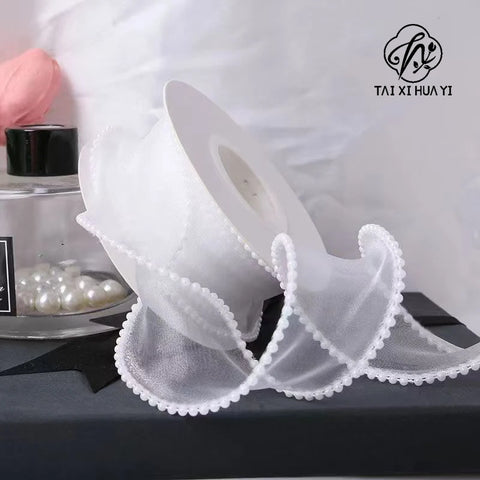 Luxury Dacron Pearl Fish Tail Satin Yarn Ribbon Biodegradable Wave Winding Handmade Bouquet Flower Valentine's Day Wedding