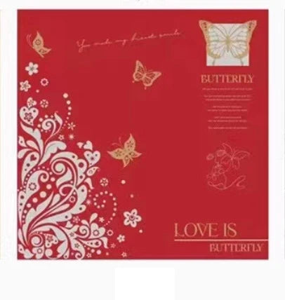 58*58cm Soft Waterproof Flower Wrapping Paper Butterfly Design Floral Printed Smooth Surface Injection Molding Stretch
