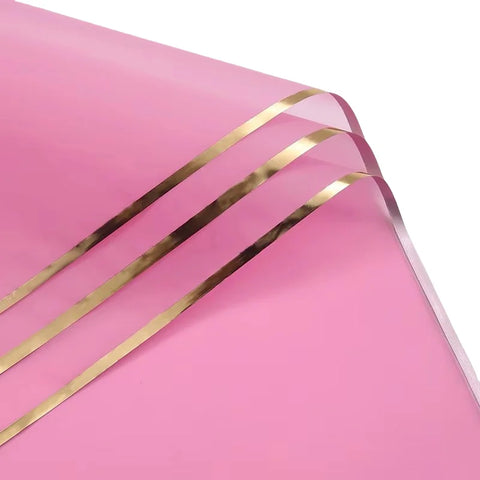 58*58cm Virgin Art Paper Roll Golden Edge Waterproof PE Coating Plastic Floral Gift Wrapping Packaging Florist