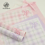 Internet Celebrity Simple Grid Packaged Coated Flowers DIY Mother's Day Bow Wrapped Bouquet