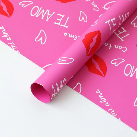 Valentine's Day Red Flower Wrapping Paper Single Side Coated Water-proof Eco-friendly Recyclable