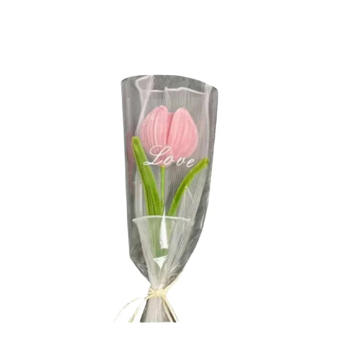 Handmade Artificial Polyester Tulip Pipe Twist Bar Weaving Bouquet Creative for Wedding Christmas and Mother's Day Gift