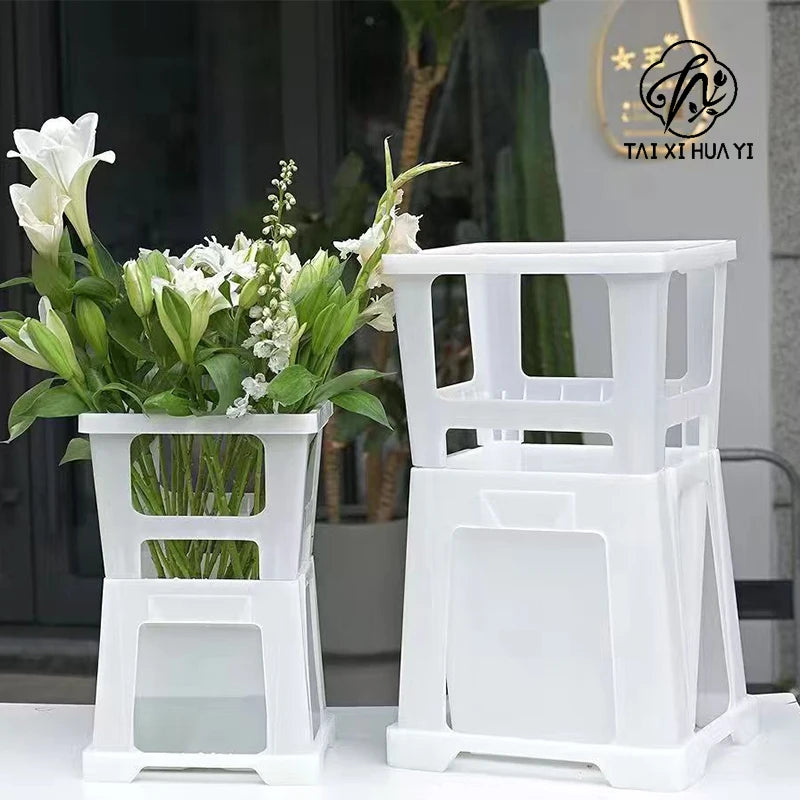 Plastic 6L Durable Drop Resistant Hydroponics Flower Arrangement Container Drainage Hole Long Pole Garden Home Use Wholesale