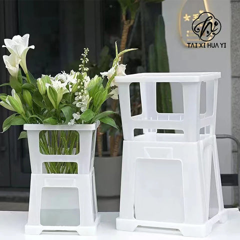 Plastic 6L Durable Drop Resistant Hydroponics Flower Arrangement Container Drainage Hole Long Pole Garden Home Use Wholesale