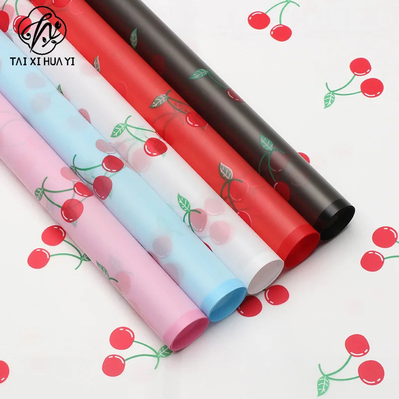 Cherry Flower DIY Handmade Bouquet Packaging Paper Korean Su Plastic Single Side Coated Semi Transparent Secondary image
