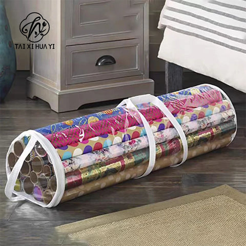 PVC Cylinder Heavy Duty Lightweight Gardening Dustproof Wrapping Paper Holder Organizer Zipper Storage Bags Customized Packing